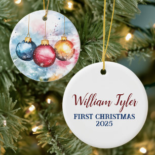 Décoration En Céramique Aquarelle Trio des Baubles de Noël