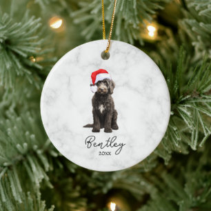 Décoration En Céramique Aquarelle Tuxedo Goldendoodle noir et blanc