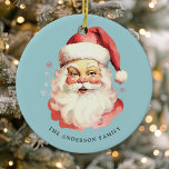Décoration En Céramique Aquarelle Vintage bleue Noël du Père Noël<br><div class="desc">Célébrez la saison festive avec notre Aquarelle Vintage Bleue Santa Claus Noël Céramique Ornament! Ce charmant ornement présente un design nostalgique du Père Noël et un arrière - plan élégant, alliant charme vintage et modernité. Parfait pour ajouter une touche festive à votre sapin de Noël. Personnalisez ce design personnalisé avec...</div>