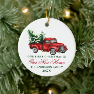 Décoration En Céramique Aquarelle Vintage Camion Notre nouvelle maison Noë