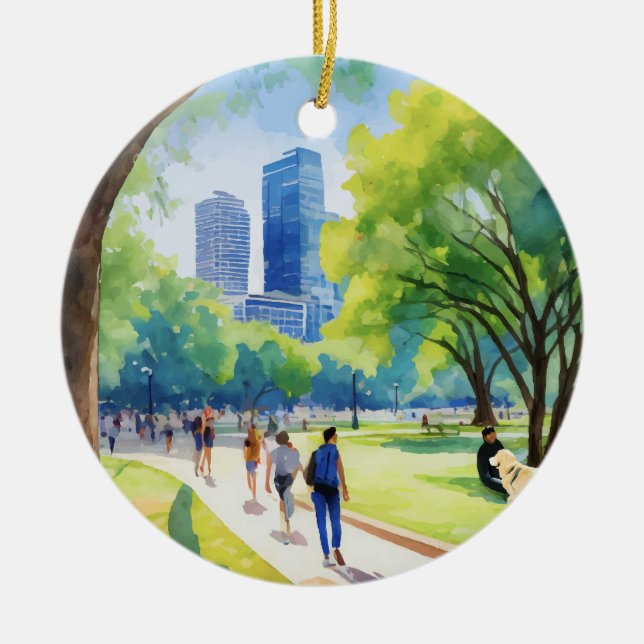 Décoration En Céramique Aquarelle Zilker Park Austin Texas (Devant)