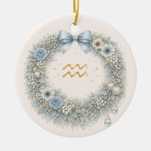 Décoration En Céramique Aquarius Zodiac Christmas Ornament – Celestial Win (Devant)