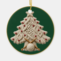 Décoration En Céramique Aran tricot sapin de Noël, Personnalisé