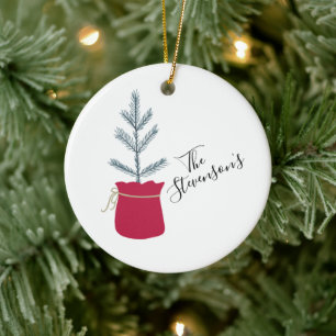 Décoration En Céramique Arbre à pin rouge Nom personnalisé Joli