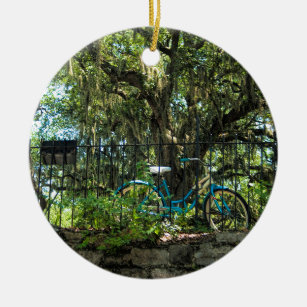 Décoration En Céramique Arbre de Live Oak et bicyclette classique