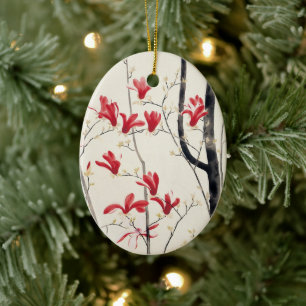 Décoration En Céramique Arbre de Magnolia par Kobayashi Kokei, Nature Vint