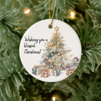 Décoration En Céramique Arbre de Noël aquarelle