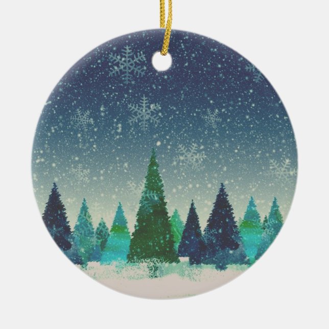 Décoration En Céramique Arbre de Noël bleu et vert (Devant)