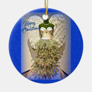 Décoration En Céramique Arbre de Noël de forme de robe de mannequin d'ange