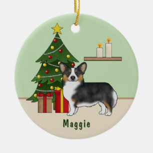Décoration En Céramique Arbre de Noël du Pembroke Welsh Corgi tricolore no