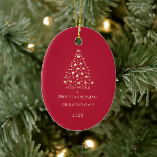 Décoration En Céramique Arbre de Noël Feliz Navidad y Prospero Año Nuevo