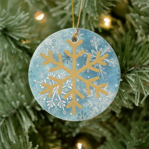 Décoration En Céramique Arbre de Noël - Flèche-neige dorée
