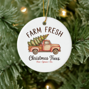 Décoration En Céramique Arbre de Noël frais de la ferme camion rose Noël v