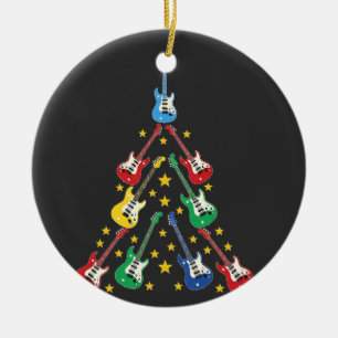 Décoration En Céramique Arbre de Noël Guitare Électrique Amoureux de Musiq