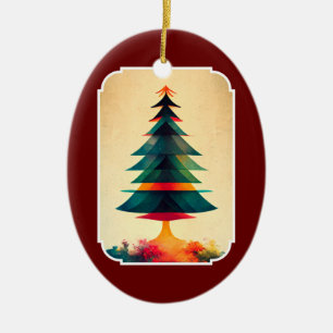 Décoration En Céramique Arbre de Noël Joyfull Design géométrique