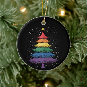 Décoration En Céramique Arbre de Noël LGBT-Q Fierté Pyjama Drapeau Arc-en-