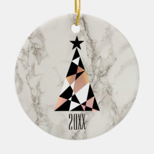 Décoration En Céramique Arbre de Noël Marbre Rose Gold