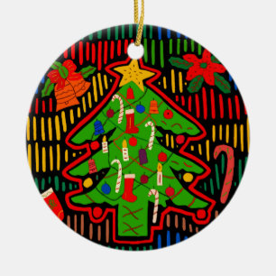 Décoration En Céramique Arbre de Noël Mola de l'île de San Blas