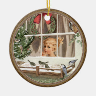 Décoration En Céramique Arbre de Noël Oiseaux Nature Oiseau Vintage