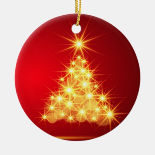 Décoration En Céramique Arbre de Noël rouge et or (Devant)