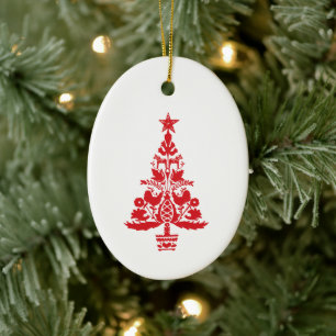 Décoration En Céramique Arbre de Noël rouge scandinave