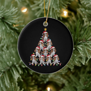Décoration En Céramique Arbre de Noël Santa Cavalier King Charles Spaniel