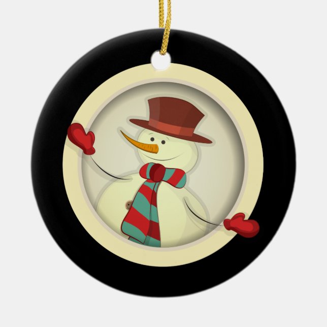 Décoration En Céramique Arbre de Noël - Snowman/Noir (Devant)