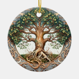 Décoration En Céramique Arbre de vie païen vert