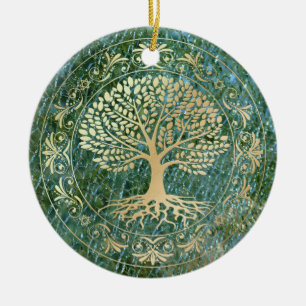 Décoration En Céramique Arbre de vie sur Arrière - plan en verre de mosaïq