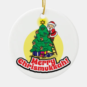 Décoration En Céramique Arbre décoré par Père Noël pour Chrismukkah