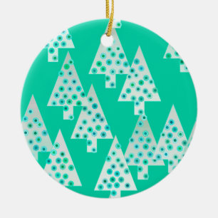 Décoration En Céramique Arbres de Noël à fleurs modernes - vert de mer