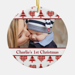 Décoration En Céramique Arbres et coeurs de Noël de métier