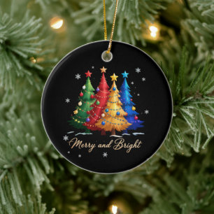 Décoration En Céramique Arbres Joyeux et Lumineux Cadeau de Fêtes de Noël