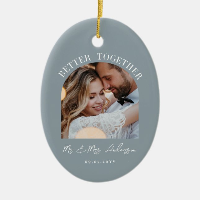 Décoration En Céramique Arc bleu poussiéreux photo mariage cadeau décorati (Devant)