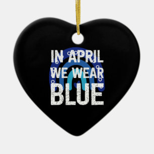 Décoration En Céramique Arc-en-ciel En Avril Nous Portons Du Bleu Sensibil