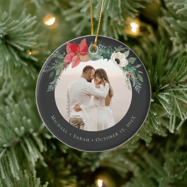 Décoration En Céramique Arche florale d'hiver Joyeux Noël Photo (Arbre)