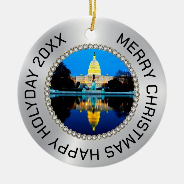 Décoration En Céramique Argent et diamants Cadre photo US Capital (Devant)