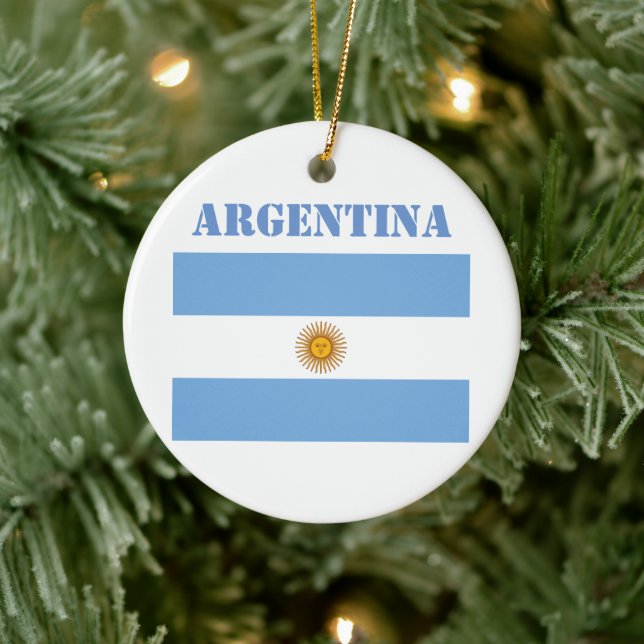 Décoration En Céramique Argentine Drapeau Football Football Argentine Bleu (Arbre)