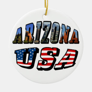 Décoration En Céramique Arizona Picture et USA Flag Text