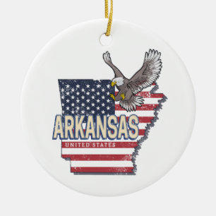 Décoration En Céramique Arkansas États-Unis Carte Retro Vintage USA