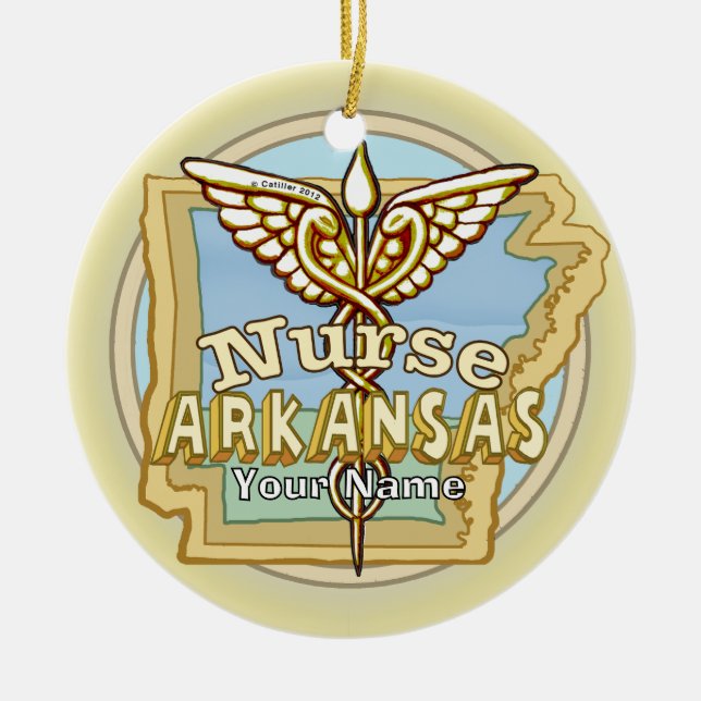 Décoration En Céramique Arkansas Nurse Caduceus Ornament  (Devant)