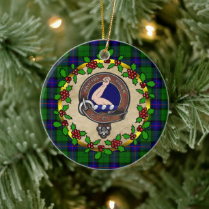 Décoration En Céramique Armstrong Clan Badge & Tartan Personnalisé Noël