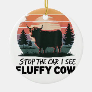 Décoration En Céramique Arrêtez La Voiture Voir Fluffy Cow Highland Cow Fa