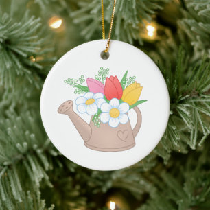 Décoration En Céramique Arrosage de jardin avec fleurs