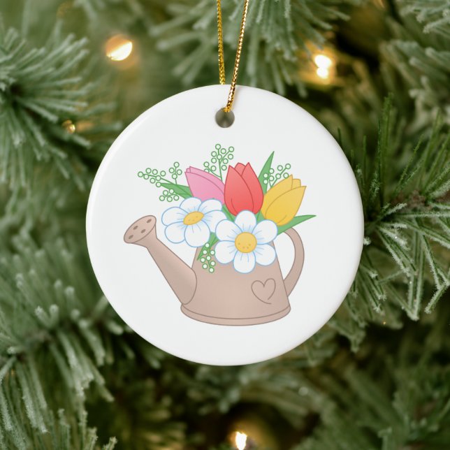 Décoration En Céramique Arrosage de jardin avec fleurs (Arbre)