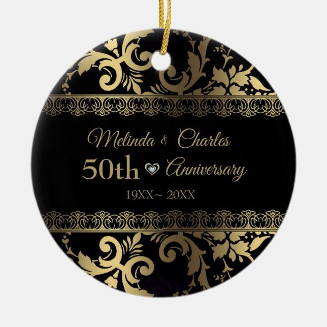 Décoration En Céramique Arroser D'Or Damas Et Dentelle (Devant)