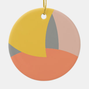 Décoration En Céramique Art Abstrait Jaune Gris Blanc