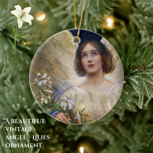 Décoration En Céramique Art de l'ange vintage et des Lys blancs