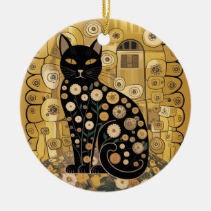 Décoration En Céramique Art décoratif de chat noir dans le style de Gustav