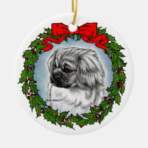 Décoration En Céramique Art du Spaniel Tibétain par Glenda S. Harlan